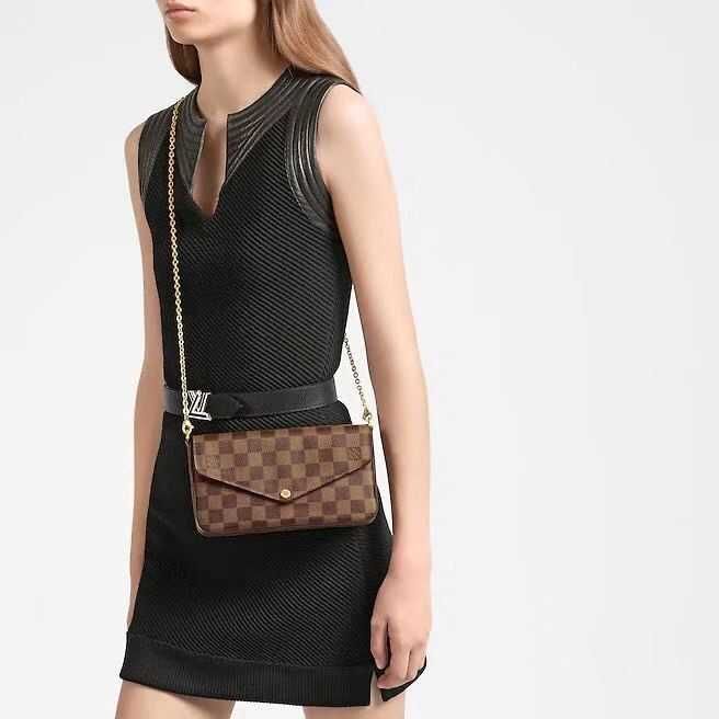 Louis Vuitton дамска чанта Félicie с Подвижен джоб с цип