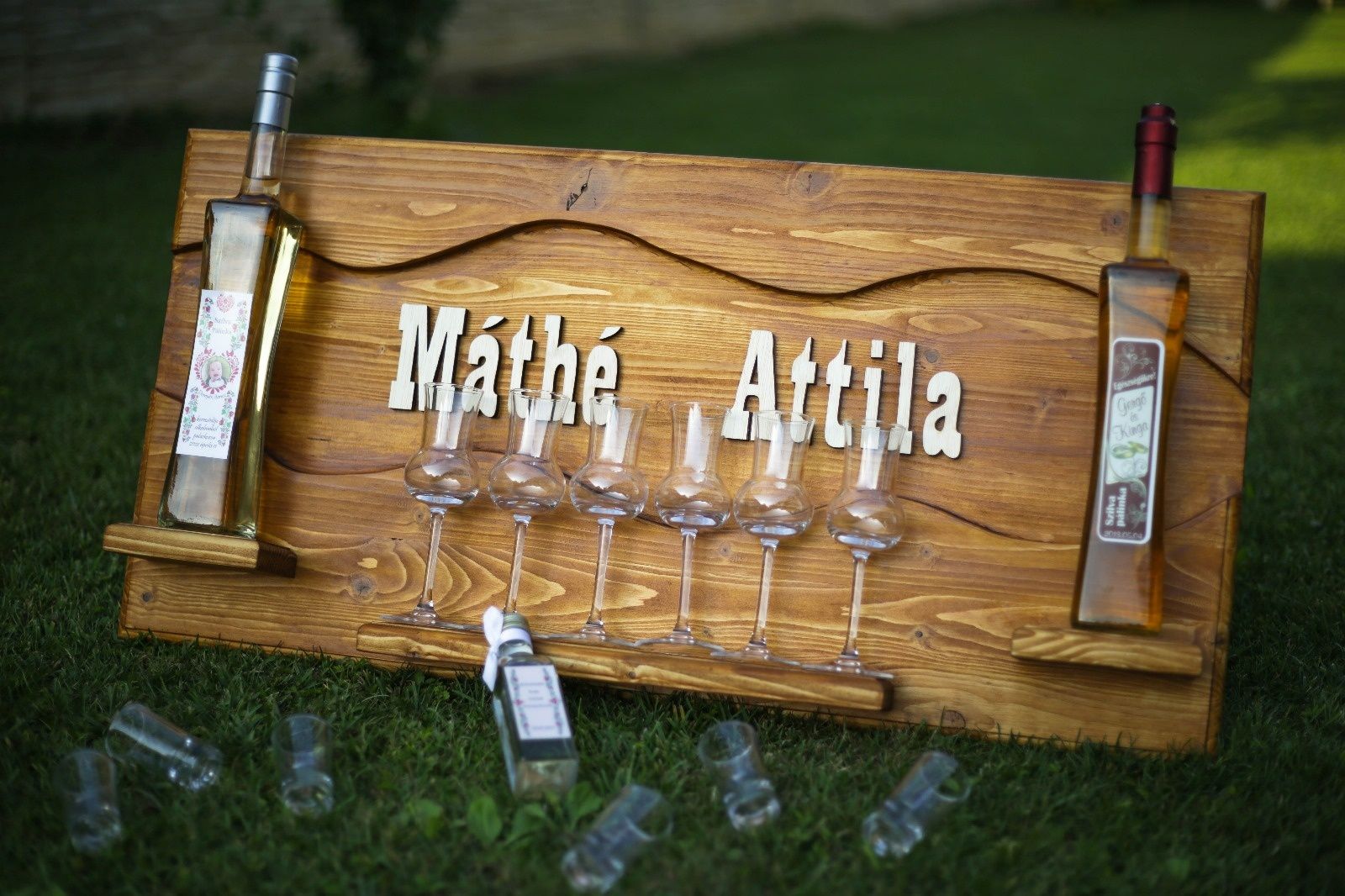 CADOU.Suport personalizat de perete pt pahare si sticle de vin sa