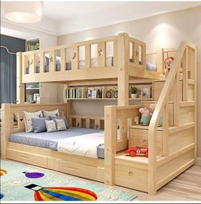 Pătuțuri etajate din lemn masiv tratat – rezistente