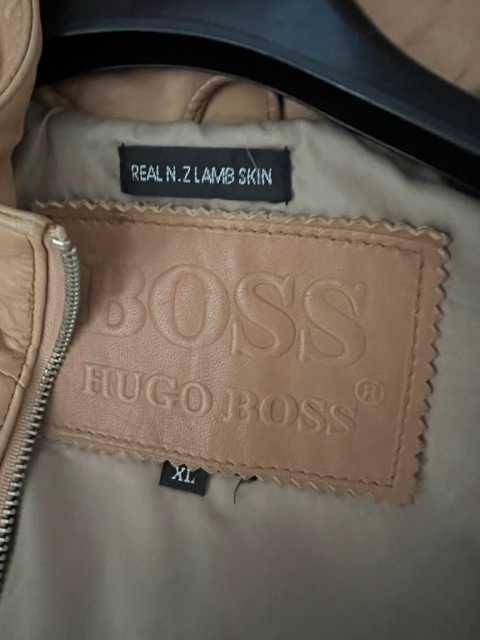 geaca piele HUGO BOSS crem marime XL