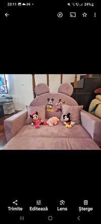 Canapea / pat Minnie si Mikey de copii extensibila din catifea, NOUA