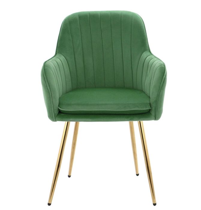 Комплект два стола - зелено кадифе и позлатени крака (чисто нови)