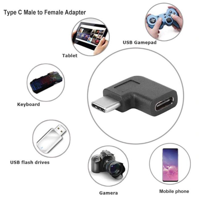 Adaptor USB-C tata - mama la 90 grade USB tip C laptop telefon tableta