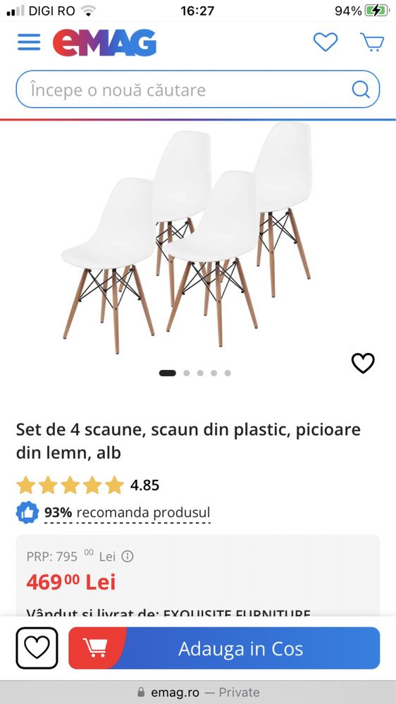 Set masa + 4 scaune