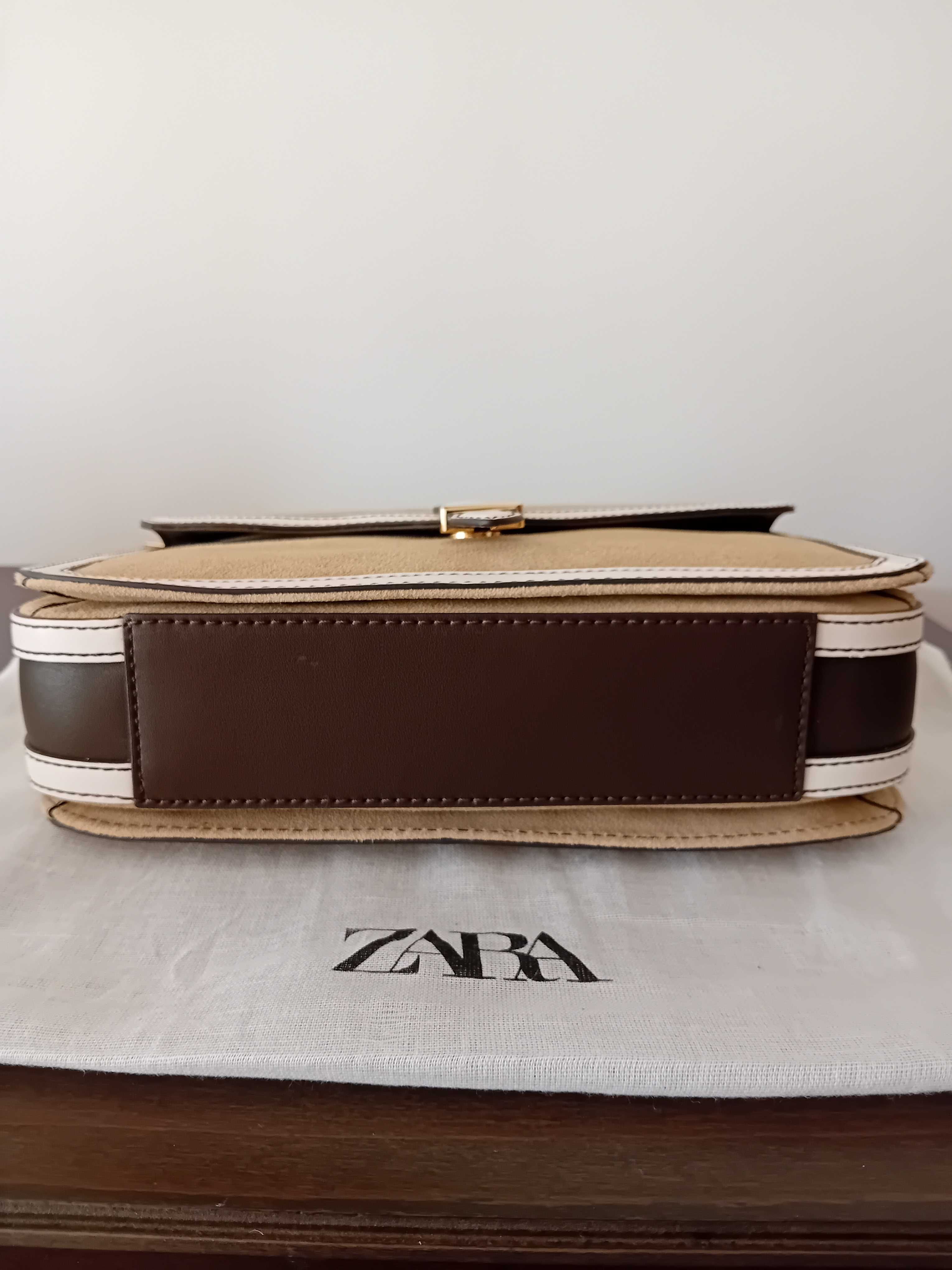 Geanta de piele naturala.Zara