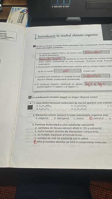 Chimie organică, Exerciții și probleme, clasa a X-a și clasa a XI-a