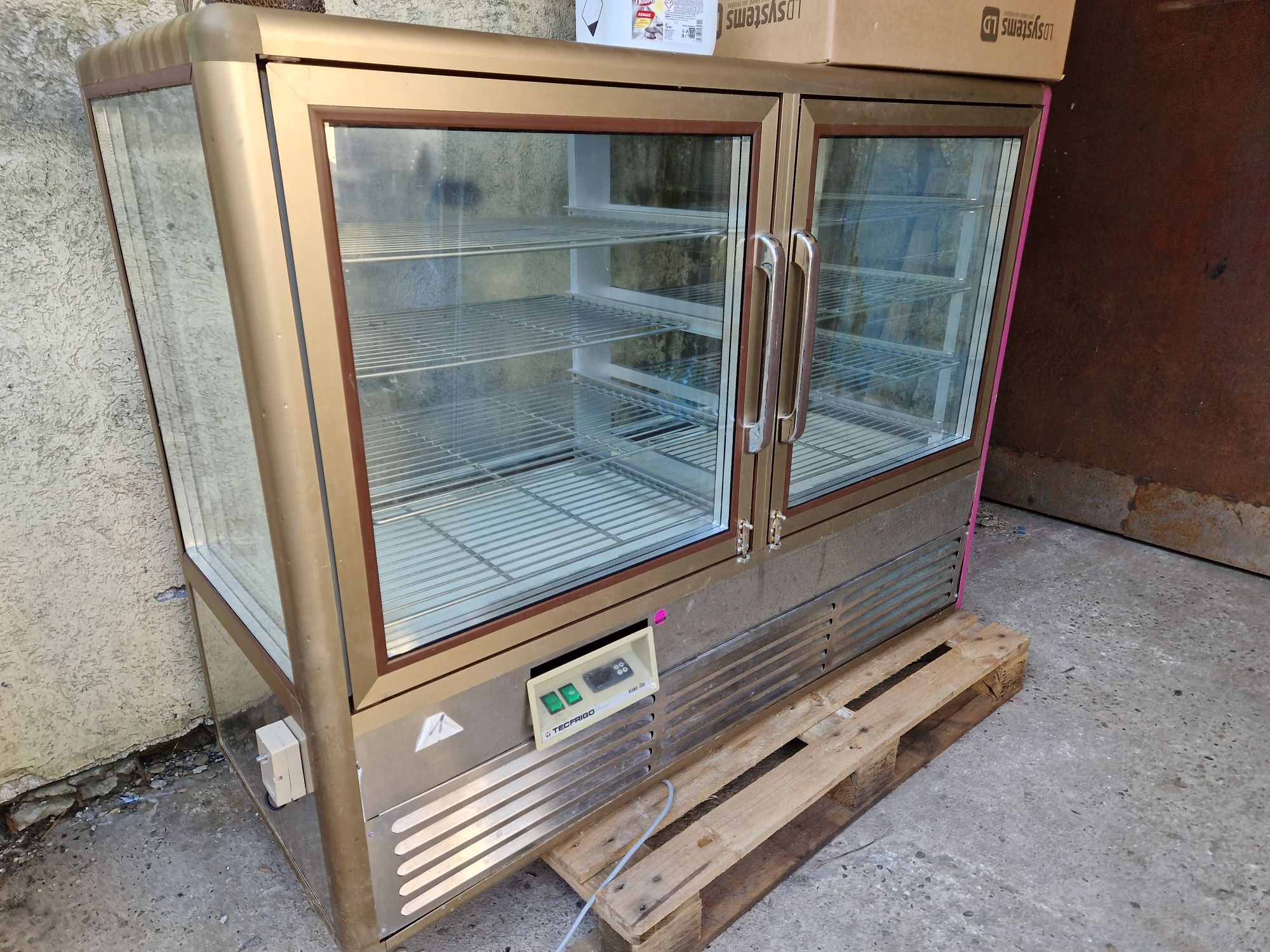 Vitrina rece sau calda, vitrina inox, prezentare, cu banc