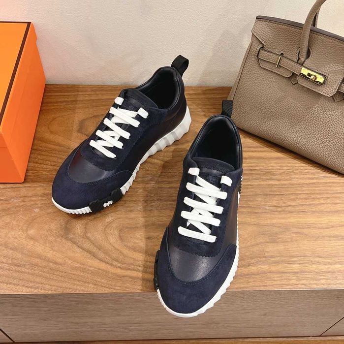 Scarpe sportive negre și albe cu piele Hermes, mărimi de la 36 la 44