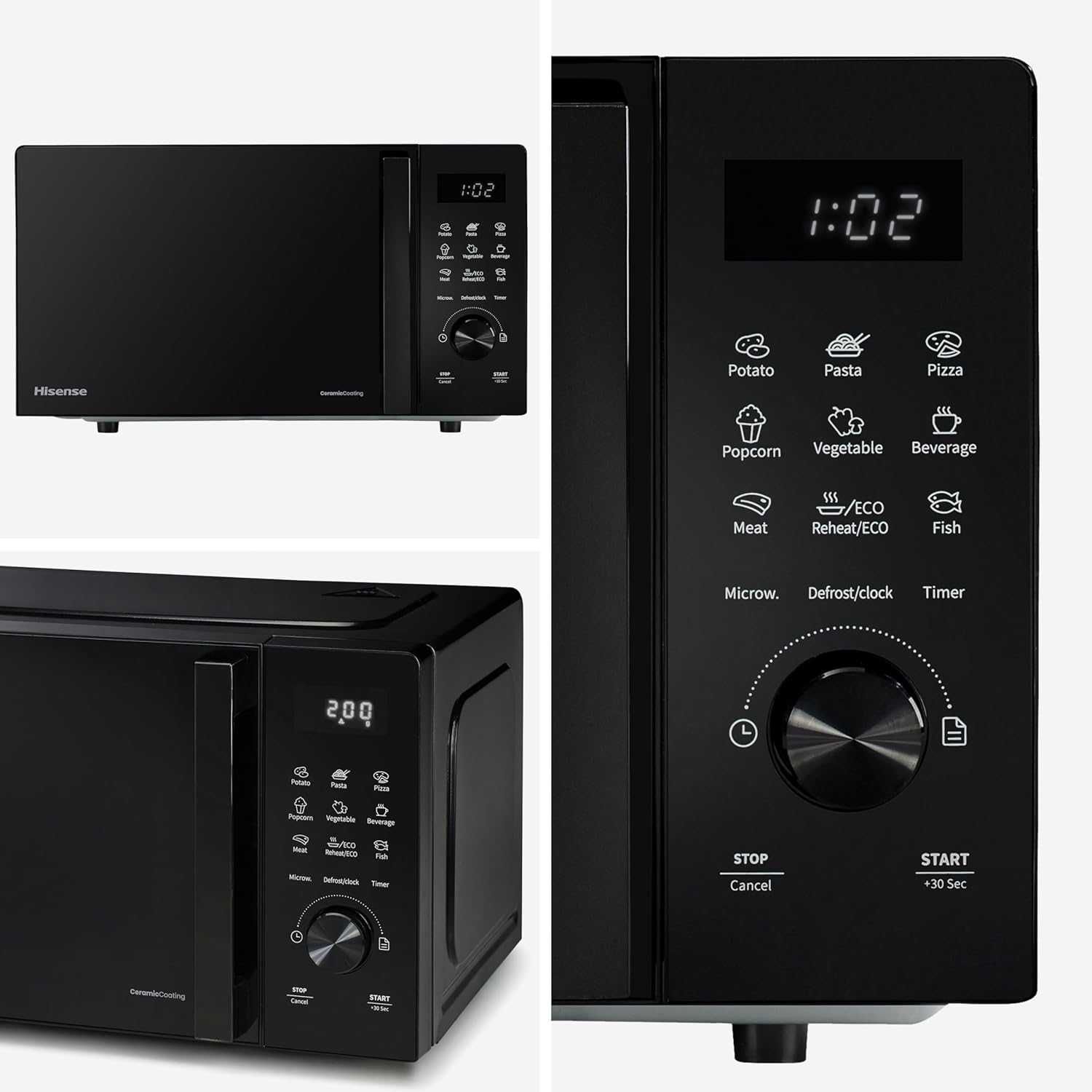 Hisense 23L микровълнова фурна 800W, размразяване, Smart Cook