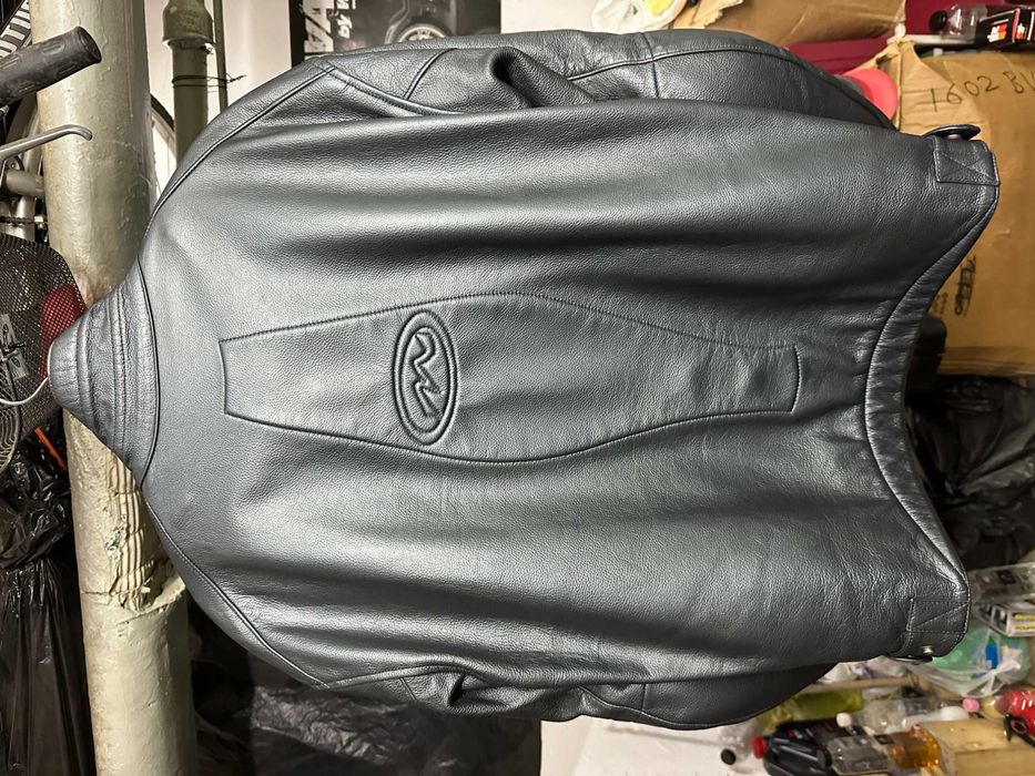 Geaca piele moto MTECH marimea 54 albastru metalizat