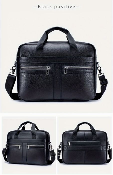 Професионално/Елегантна кожена бизнес чанта(офис куфарче за лаптоп 15)