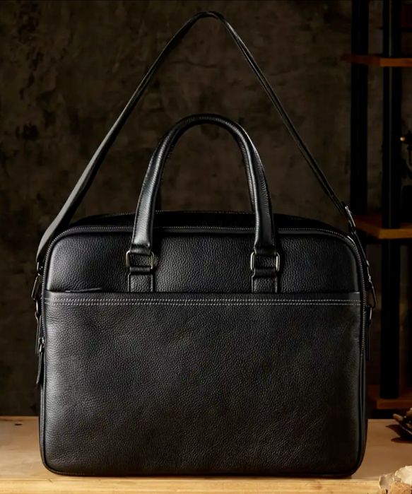 Мъжка изискана бизнес чанта за лаптоп15”/Луксозна, премиум естест.кожа