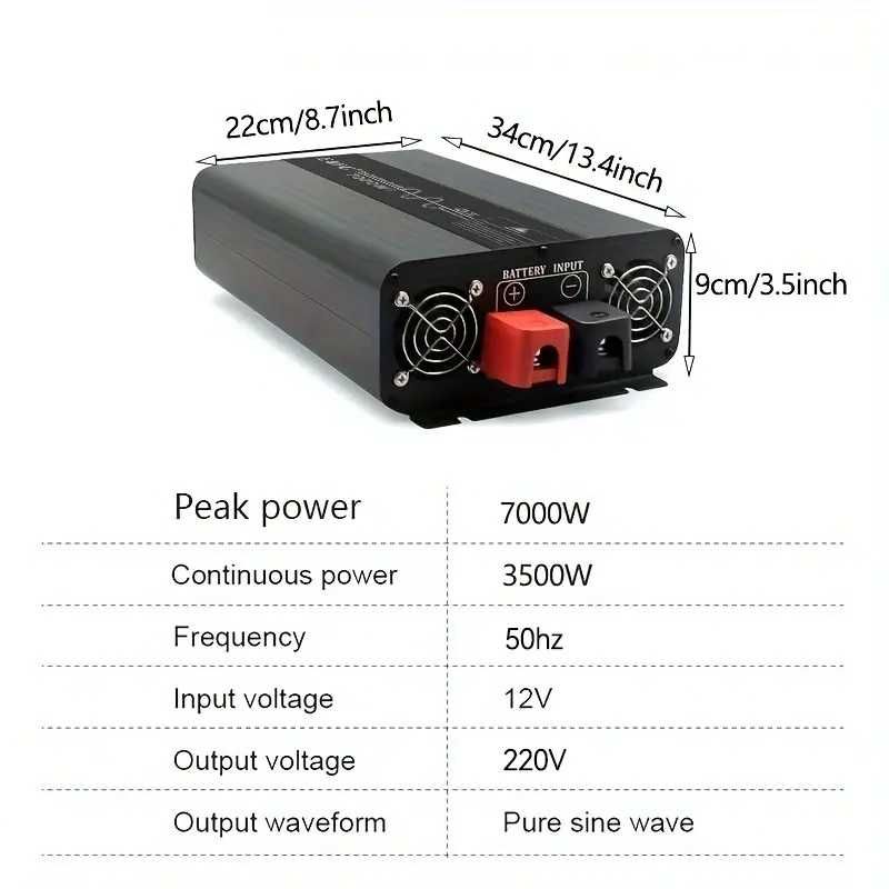 Инвертор EAFC 7000 W, чиста синусоида, DC 12V до AC 220V 50HZ