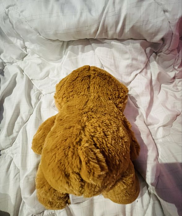 Ново плюшено мече с етикет и панделка