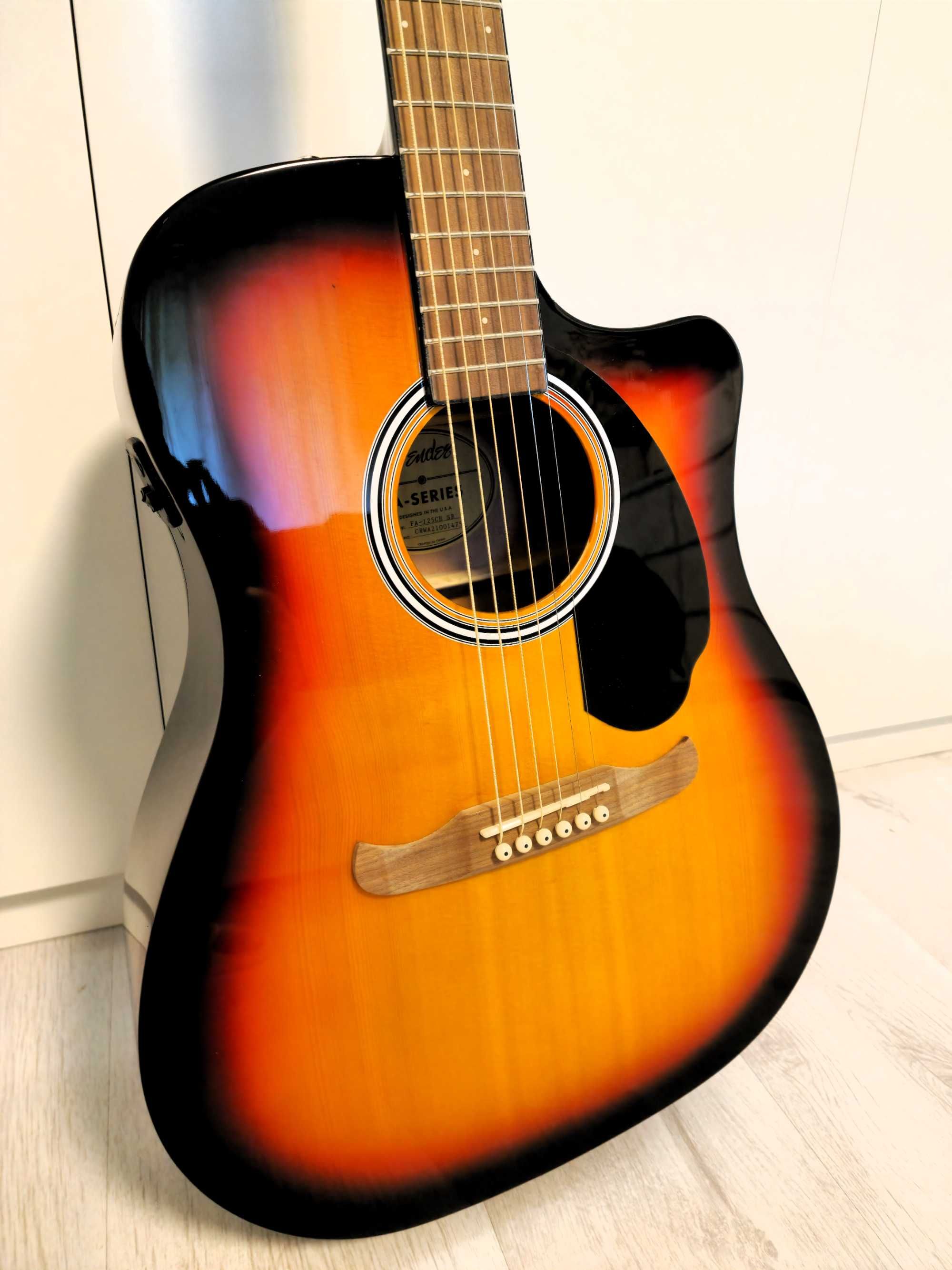 Комплект Акустична Китара Fender FA-125CE Dreadnought, калъф и стойка