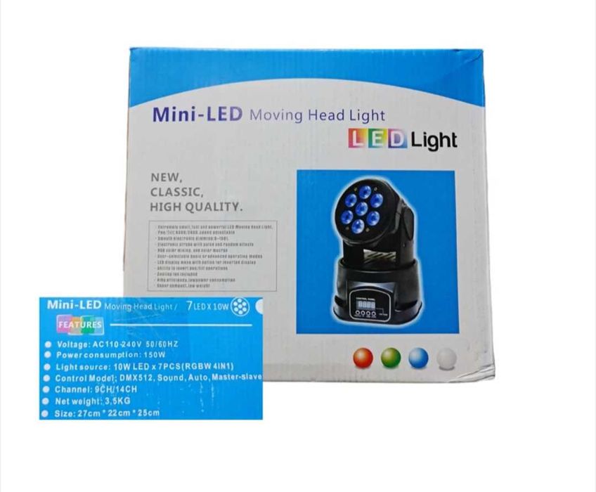 Флаш LED движеща се глава парти проектор 7x10w rgbw