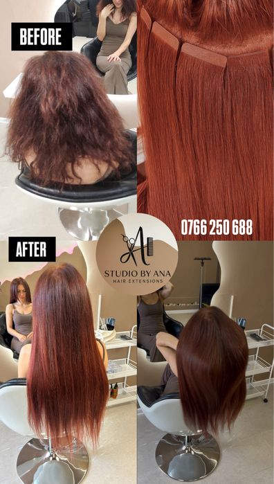 Aplic extensii din par natural , microring ,tape on