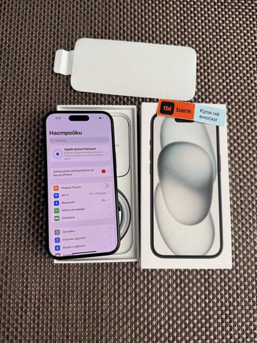 НОВ!! 128гб iPhone 15 Лизинг от 40лв/мес/ Black ГАРАНЦИЯ черен