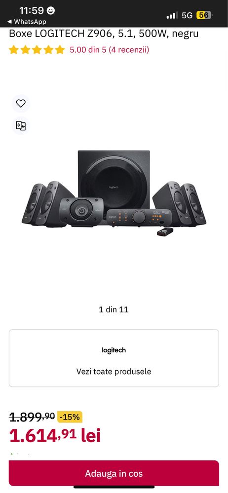 Boxe LOGITECH Z906, 5.1, 500W, negru