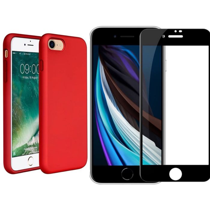 Iphone 8 Plus SE Husa Soft Case Cu Catifea + Folie Sticla 21D