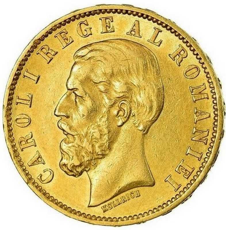 Moneda istorica din Aur - 20 lei Carol I Romania 6.45 g