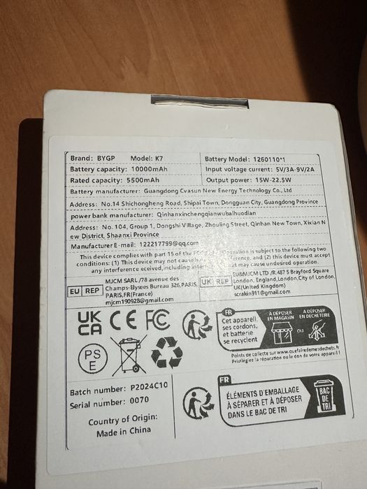 Power Bank 10 000 mAh 22.5W Fast Charging