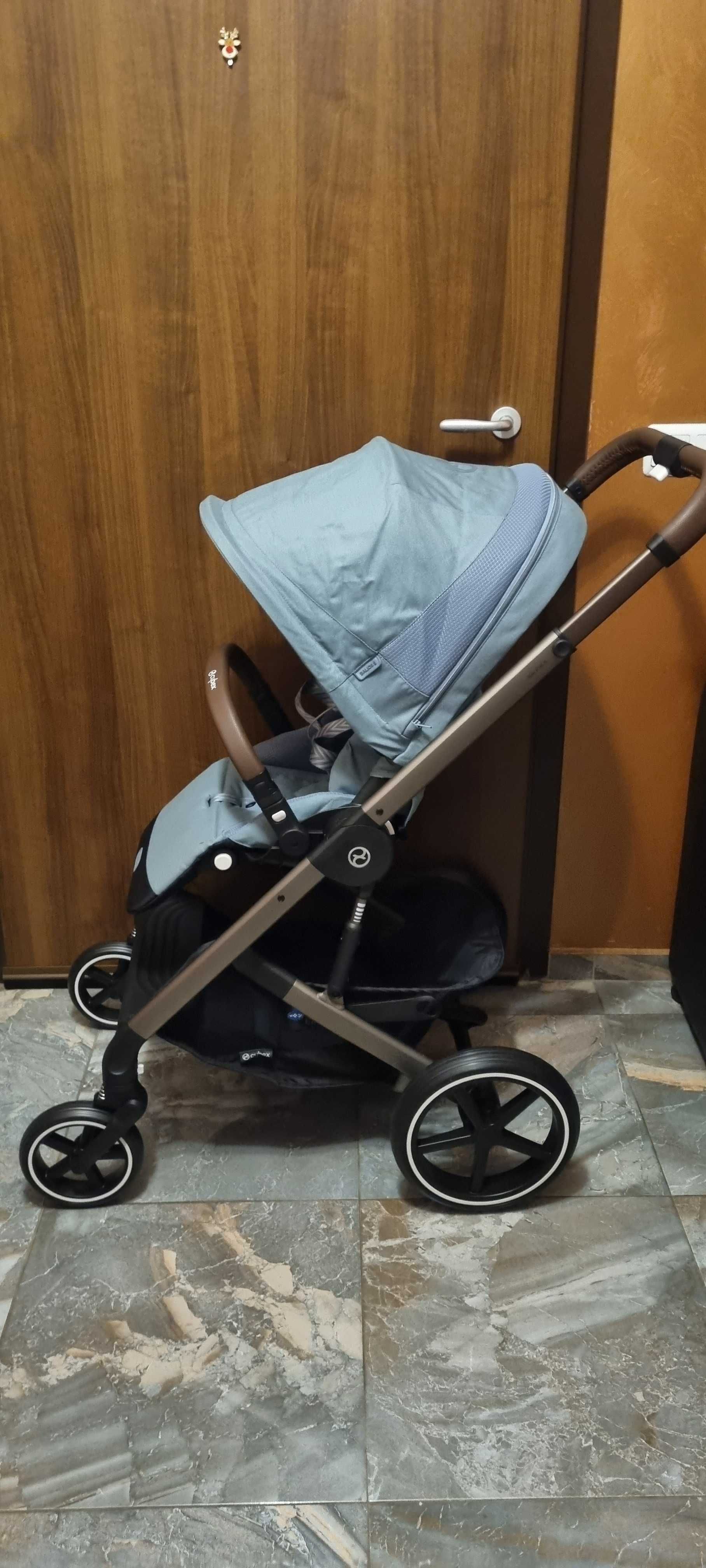 Лятна бебешка количка Cybex Balios S Lux, с шаси Taupe и цвят Sky Blue