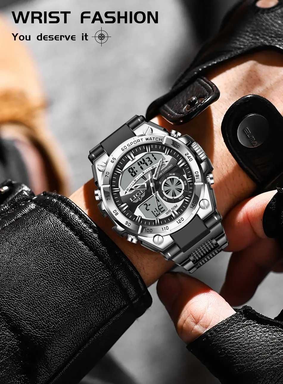 Водоустойчив кварцов мъжки часовник LIGE Sports Watch