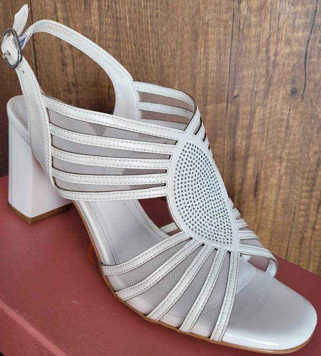 Sandale albe, PIELE, de ocazie/nunta