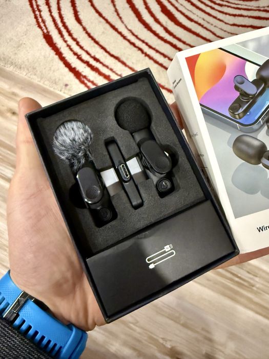 Microfon lavaliera wireless telefon dublu + receiver USB-C – ca nou