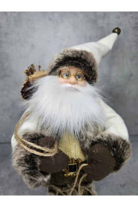 Mos Craciun Decorativ 30 cm – Ornament Craciun Rustic cu Lampa