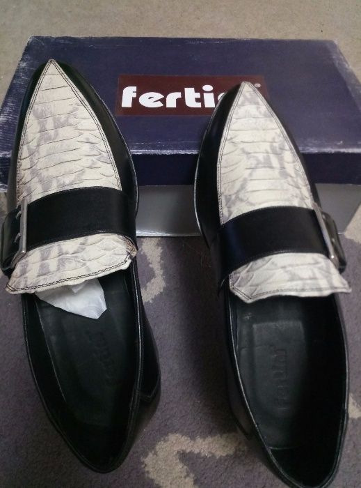 Туфли модельные FERTINI (Италия),кожа анаконды,оригинал,новые,р.43