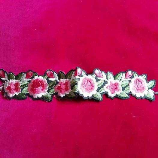 Choker brodat, floral, nou