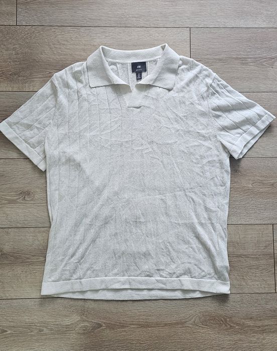 Tricou polo H&M  alb ,elegant, old money, mărimea L