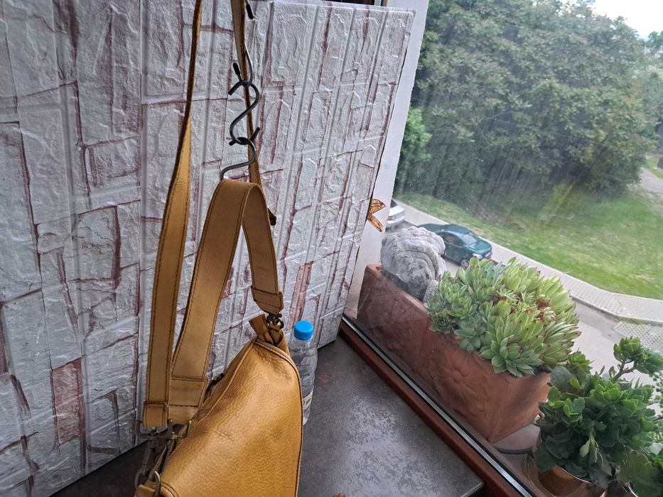 дамска чанта жълта кожена торба-естествена кожа