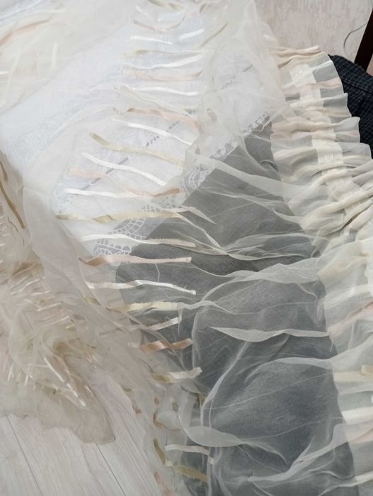 Тюль большая бежевая размер 2.75х7,4м, белая 2,8х5м, серая 2х4,6м