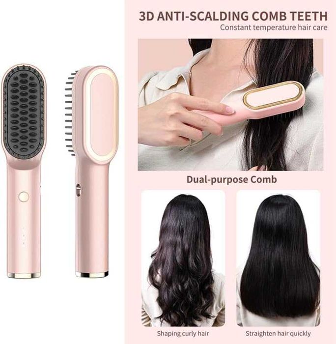 Нова Керамична безжична четка за изправяне и къдрене на коса, 5000mAh