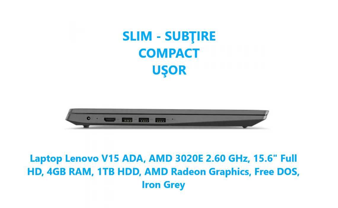 VAND Laptop nou LENOVO V15 ADA, 1TB HDD, 15.6" Full HD, 4GB RAM, AMD