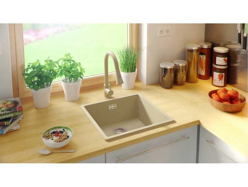 Кухненска Мивка от Гранит модел Лондон Слим 460 x 440 мм - Бежова