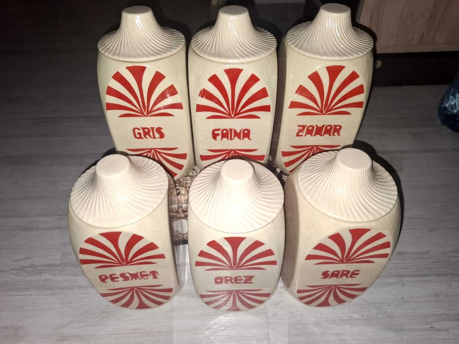 Set 6 recipiente depozitare condimente ceramică