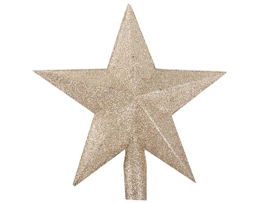 Комплект пластмасови коледни топки и звезда за елха, златисто, 33 бр