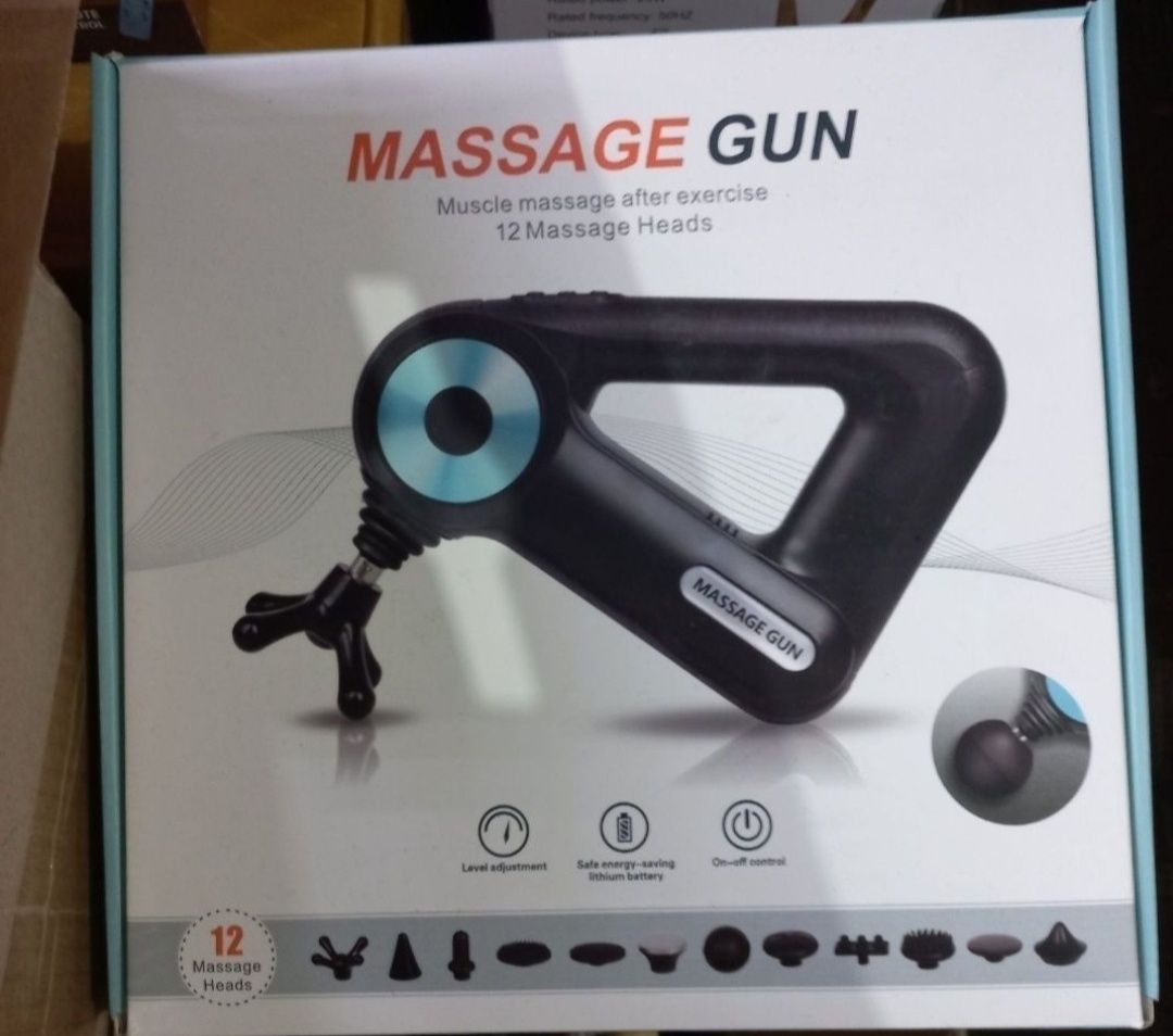 Портативный массажёр Massage Gun с 12 насадками