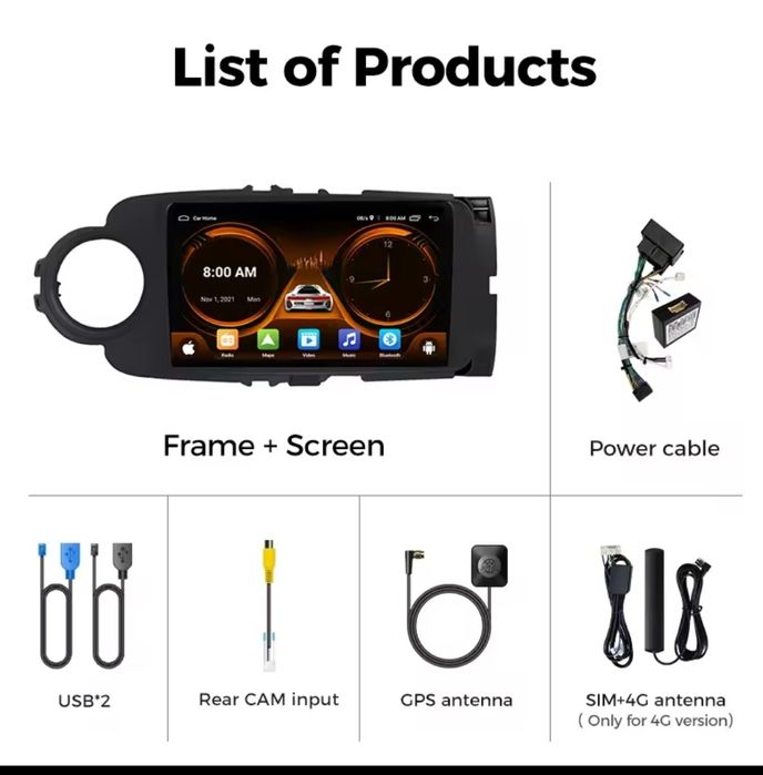 Tableta android 2din -2gb ram/32gb rom (pentru Toyota Yaris plug&play)