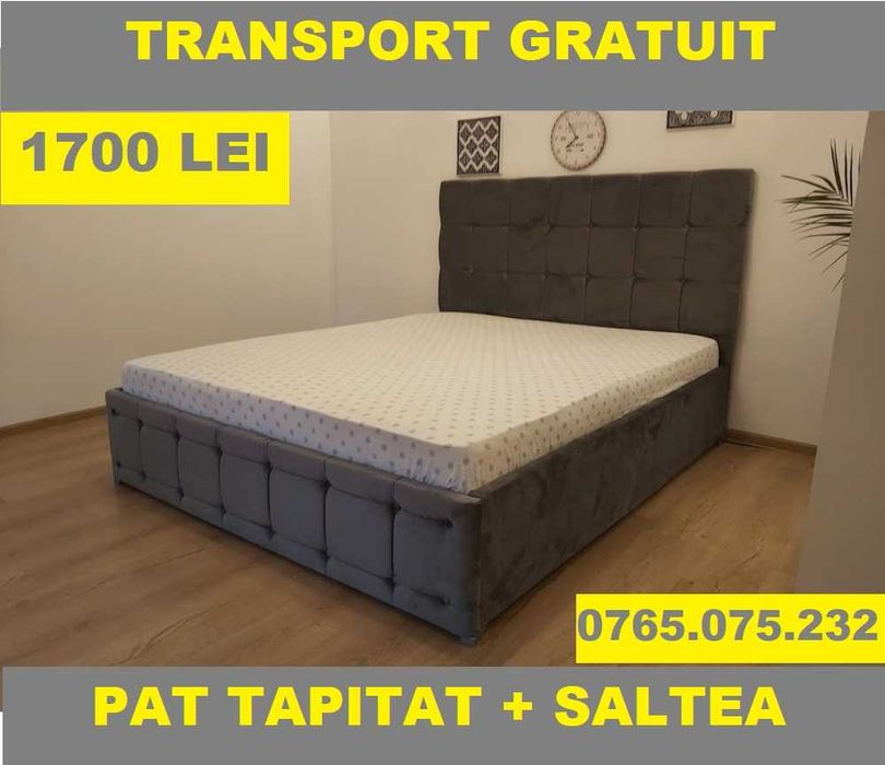 Paturi Tapitate, Matrimoniale cu Saltea. Livram peste tot Gratuit.