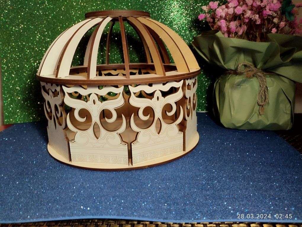 Деревянная юрта красивая юрточка казахский подарок орнамент Казахстана