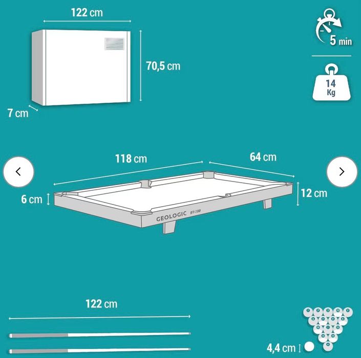 Маса за билярд PONGORI BT 100 мини билярдна маса 64х118 см