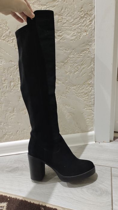 Замшевые сапоги  ботфорты