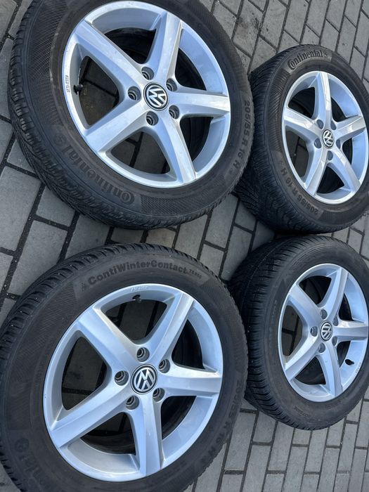 Set jante aliaj pe 16 originale vw cu cauciucuri iarna