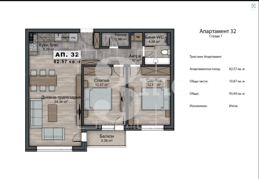Продава се Тристаен апартамент в София, Овча купел 2 - 94 кв.м за 1641 €/кв.м - Снимка #1