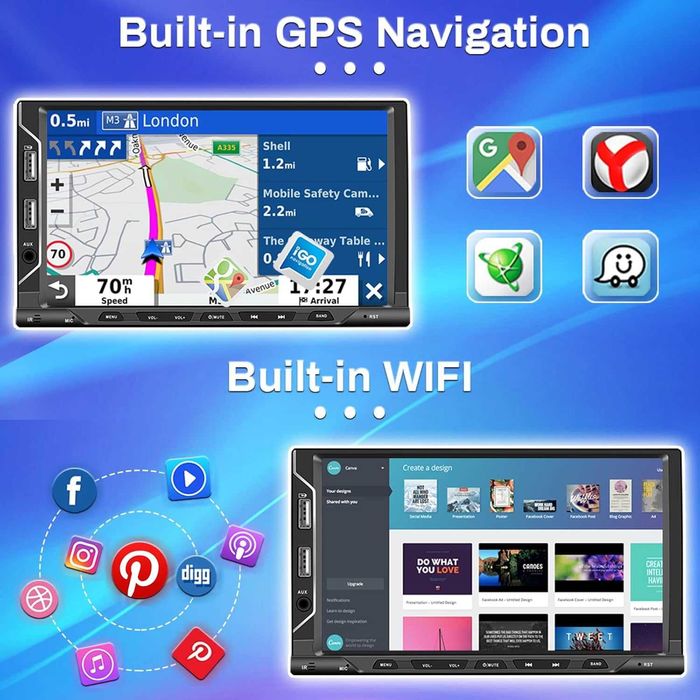 Hikity DAB+ Android 13 двоен DIN авто радио с навигация 7"